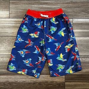 Hanna Andersson Tropical Parrot Sunblock Board Shorts Size 12